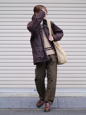 「R&D.M.Co OLDMAN’S TAILOR（オールドマンズテイラー）のアイテム（シューズ）」を使った、𝚛𝚒𝚜𝚊さん（レディース・161cm）の冬コーディネート