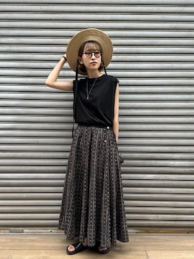 「BATONER（バトナー）のアイテム」を使った、𝚛𝚒𝚜𝚊さん（レディース・161cm）の夏コーディネート