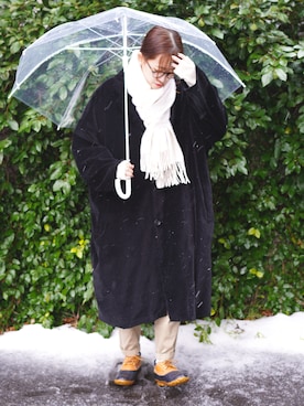 「Johnstons of Elgin（ジョンストンズオブエルガン）のアイテム」を使った、𝚛𝚒𝚜𝚊さん（レディース・161cm）の冬コーディネート