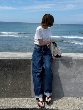 「VINTAGE（ヴィンテージ）のアイテム（ハンドバッグ）」を使った、𝚛𝚒𝚜𝚊さん（レディース・161cm）の夏コーディネート