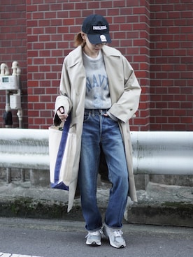 「#今日のコーデ」｜「アイテム（トレンチコート）」を使った、𝚛𝚒𝚜𝚊さん（レディース・161cm）の秋コーディネート
