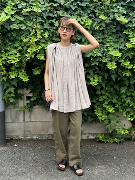 「Veritecoeur（ヴェリテクール）のアイテム」を使った、𝚛𝚒𝚜𝚊さん（レディース・161cm）の夏コーディネート