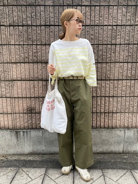 「R&D.M.Co OLDMAN’S TAILOR（オールドマンズテイラー）のアイテム」を使った、𝚛𝚒𝚜𝚊さん（レディース・161cm）の春コーディネート