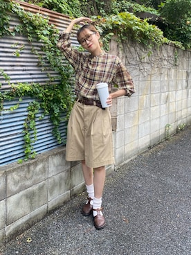「今日のコスメと服」｜「アイテム（チノパンツ）」を使った、𝚛𝚒𝚜𝚊さん（レディース・161cm）の夏コーディネート