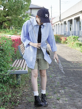 「ALDEN（オールデン）のアイテム（ブーツ）」を使った、𝚛𝚒𝚜𝚊さん（レディース・161cm）の春コーディネート