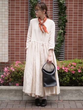 「R&D.M.Co OLDMAN’S TAILOR（オールドマンズテイラー）のアイテム（ワンピース/ドレス）」を使った、𝚛𝚒𝚜𝚊さん（レディース・161cm）の夏コーディネート