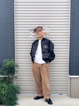 「UNIQLO（ユニクロ）のエアリズムコットンオーバーサイズTシャツ（5分袖）（Tシャツ/カットソー）」を使った、【相互フォロー】おけん さん（メンズ・170cm・10代）の秋コーディネート