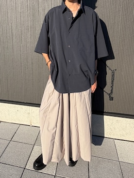 「HARE（ハレ）のアイテム（スラックス）」を使った、ゆうなべさん（メンズ・179cm）の秋コーディネート