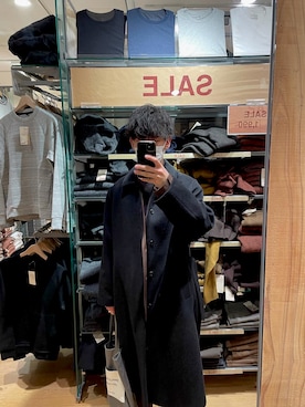 「Lui's（ルイス）のアイテム（ステンカラーコート）」を使った、JunJunさん（メンズ・173cm）の冬コーディネート