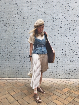 「initial（イニシャル）のアイテム（トップス）」を使った、Stephany Ipさん（レディース・158cm）の秋コーディネート