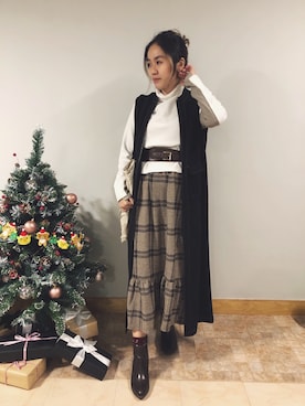 「ROCOCO（ロココ）のアイテム」を使った、Stephany Ipさん（レディース・158cm）の冬コーディネート
