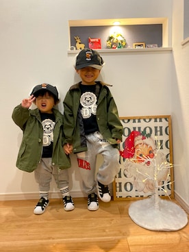 「devirock（デビロック）のアイテム（パンツ）」を使った、KAI★AO☺︎さん（キッズ・100cm）の冬コーディネート