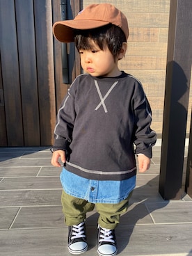 「アイテム（キャップ）」を使った、KAI★AO☺︎さん（キッズ・80cm）の春コーディネート