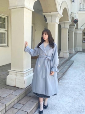 「袖ボリューム」｜「アイテム（ノーカラーコート）」を使った、あいにゃんさん（レディース・160cm）の秋コーディネート