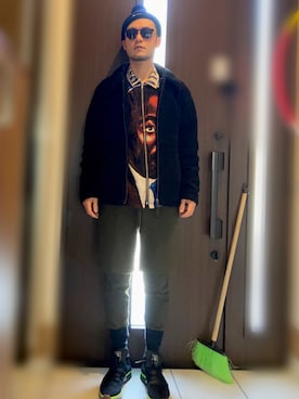 「ボアフリース」｜「アイテム（帽子）」を使った、Lil' 44さん（メンズ・175cm）の冬コーディネート