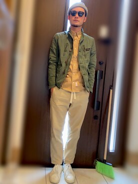 「soe（ソーイ）のアイテム（トップス）」を使った、Lil' 44さん（メンズ・175cm）の春コーディネート