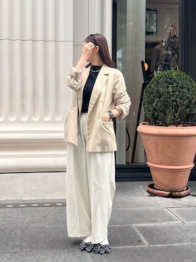 「アイテム（スラックス）」を使った、yumさん（レディース・165cm）の秋コーディネート