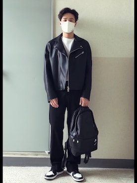 「Acne Studios（アクネストゥディオズ）のアイテム（ライダースジャケット）」を使った、jangdaehari 🇰🇷 さん（メンズ・170cm）の秋コーディネート