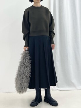 「NOLLEY’S（ノーリーズ）の【TORRAZZO DONNA/トラッゾドンナ】ウォッシャブルプリーツスカート（スカート、ブラック系）」を使った、nol fujiwaraさん（レディース・167cm）の秋コーディネート