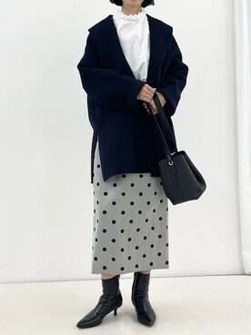 「NOLLEY’S Sophi（ノーリーズソフィ）の【一部WEB限定色】SUPER140リバーショールコート（その他アウター、ブルー系）」を使った、nol fujiwaraさん（レディース・167cm）の秋コーディネート