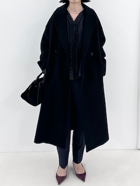 「NOLLEY’S（ノーリーズ）の【SINBONO/シンボノ】 スエードコンビトートバッグ（トートバッグ、ブラック系）」を使った、nol fujiwaraさん（レディース・167cm）の秋コーディネート