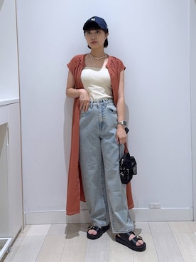 「アイテム（ワンピース/ドレス、ピンク系）」を使った、mnk1018さん（レディース・158cm）の夏コーディネート