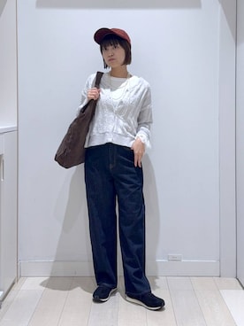 「GLOBAL WORK（グローバルワーク）のGOODデニムバギーパンツ/498388（デニムパンツ）」を使った、mnk1018さん（レディース・158cm）の秋コーディネート