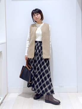 「GLOBAL WORK（グローバルワーク）のアイテム（ベスト）」を使った、mnk1018さん（レディース・158cm）の秋コーディネート