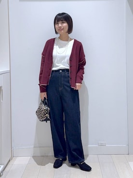 「GLOBAL WORK（グローバルワーク）のGOODデニムバギーパンツ/498388（デニムパンツ）」を使った、mnk1018さん（レディース・158cm・20代）の秋コーディネート