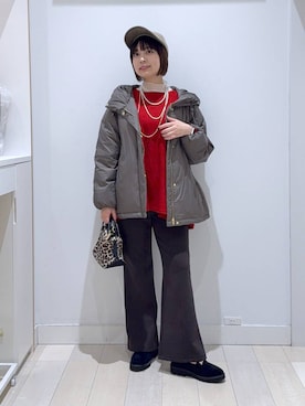 「GLOBAL WORK（グローバルワーク）のエアリュクスダウンフードブルゾン/495695（ダウンジャケット/コート）」を使った、mnk1018さん（レディース・158cm）の秋コーディネート