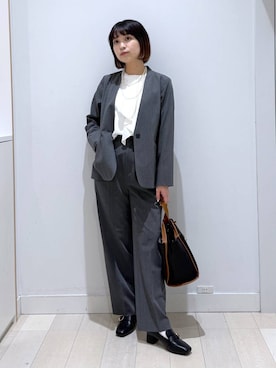 「GLOBAL WORK（グローバルワーク）のアイテム（ノーカラージャケット）」を使った、mnk1018さん（レディース・158cm）の冬コーディネート