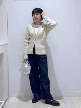 「GLOBAL WORK（グローバルワーク）のGOODデニムバギーパンツ/498388（デニムパンツ）」を使った、mnk1018さん（レディース・158cm・20代）の秋コーディネート