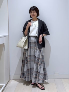 「GLOBAL WORK（グローバルワーク）のアイテム（テーラードジャケット）」を使った、mnk1018さん（レディース・158cm）の夏コーディネート