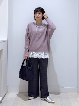 「GLOBAL WORK（グローバルワーク）のふわふわHugmeドルマンプルオーバー/595406（ニット/セーター）」を使った、mnk1018さん（レディース・158cm）の秋コーディネート