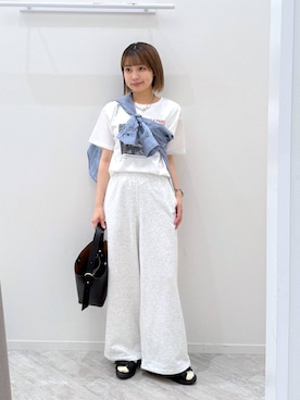 「着痩せ」｜「アイテム（スウェットパンツ）」を使った、mnk1018さん（レディース・158cm）の春コーディネート