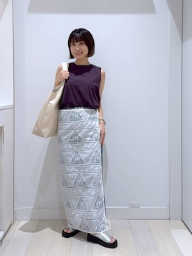 「GLOBAL WORK（グローバルワーク）のアイテム（ストール/ショール）」を使った、mnk1018さん（レディース・158cm）の夏コーディネート