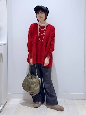 「おでかけ」｜「アイテム（キャップ）」を使った、mnk1018さん（レディース・158cm）の秋コーディネート