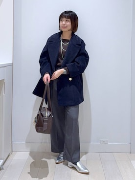 「アイテム（チェスターコート、ブルー系）」を使った、mnk1018さん（レディース・158cm）の秋コーディネート