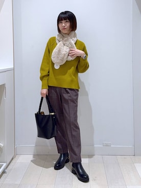 「GLOBAL WORK（グローバルワーク）のあったかウツクシルエットテーパードパンツ/575203（その他パンツ）」を使った、mnk1018さん（レディース・158cm）の秋コーディネート