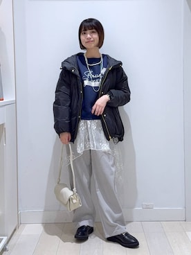 「GLOBAL WORK（グローバルワーク）のエアリュクスダウンフードブルゾン/495695（ダウンジャケット/コート）」を使った、mnk1018さん（レディース・158cm）の冬コーディネート