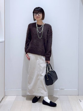 「アイテム（モカシン/デッキシューズ）」を使った、mnk1018さん（レディース・158cm・20代）の冬コーディネート