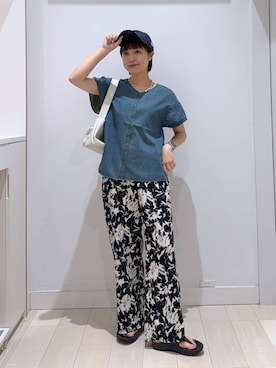 「着痩せ」｜「アイテム（キャップ）」を使った、mnk1018さん（レディース・158cm）の夏コーディネート