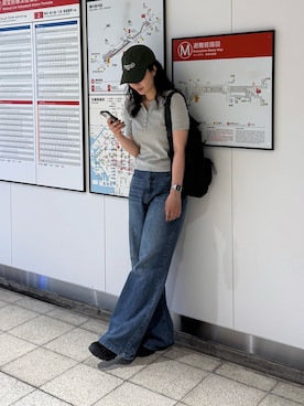 「アイテム（ボディバッグ/ウエストポーチ）」を使った、hitomi020714さん（レディース・168cm）の夏コーディネート