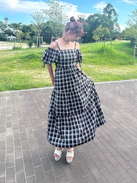 「アイテム（ワンピース）」を使った、miruruさん（レディース・168cm）の夏コーディネート