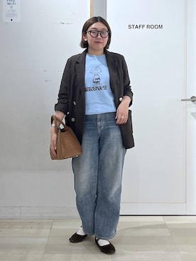 「GLOBAL WORK（グローバルワーク）のGOODデニムバギーパンツ/498388（デニムパンツ）」を使った、mine0511さん（レディース・161cm）の秋コーディネート