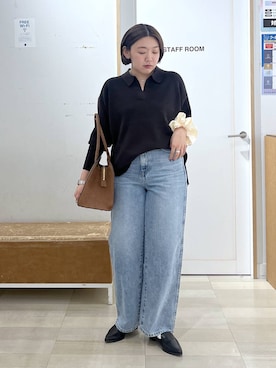 「GLOBAL WORK（グローバルワーク）のGOODデニムバギーパンツ/498388（デニムパンツ）」を使った、mine0511さん（レディース・161cm）の秋コーディネート