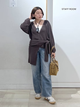 「GLOBAL WORK（グローバルワーク）のGOODデニムバギーパンツ/498388（デニムパンツ）」を使った、mine0511さん（レディース・161cm・20代）の秋コーディネート