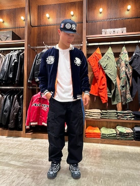 「アイテム（スカジャン）」を使った、FUUGAさん（メンズ・173cm）の秋コーディネート