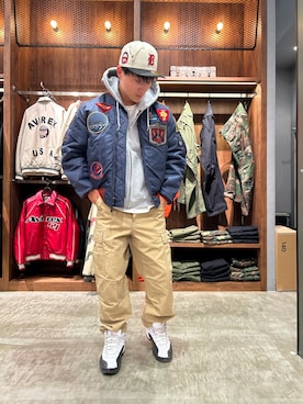「AVIREX（アヴィレックス）のアイテム」を使った、FUUGAさん（メンズ・173cm）の秋コーディネート