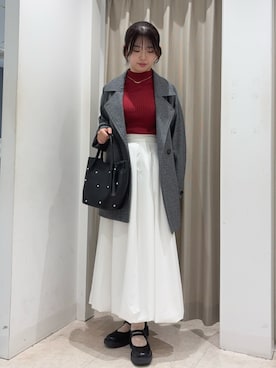 「SENSE OF PLACE by URBAN RESEARCH(センスオブプレイスバイアーバンリサーチ)のバルーンスカート(スカート、ホワイト系)」を使った、はなさん(レディース・163cm)の秋コーディネート